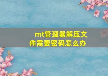 mt管理器解压文件需要密码怎么办