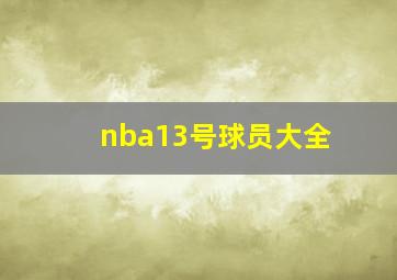 nba13号球员大全