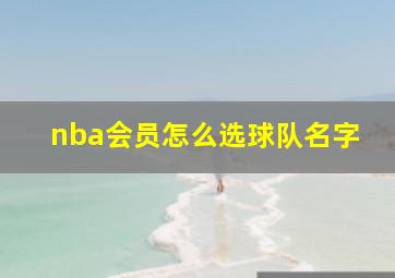 nba会员怎么选球队名字