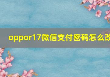 oppor17微信支付密码怎么改