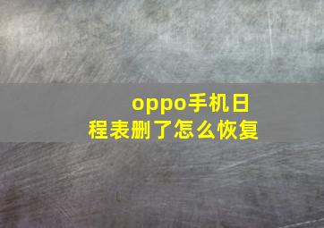 oppo手机日程表删了怎么恢复