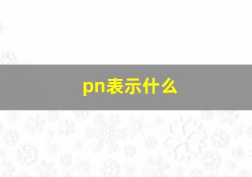 pn表示什么