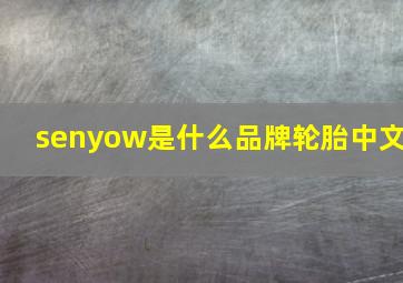 senyow是什么品牌轮胎中文