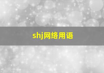 shj网络用语