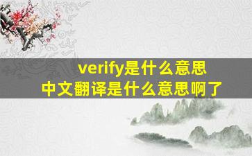 verify是什么意思中文翻译是什么意思啊了