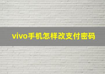 vivo手机怎样改支付密码