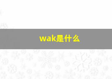 wak是什么