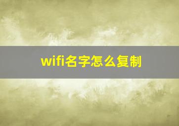 wifi名字怎么复制