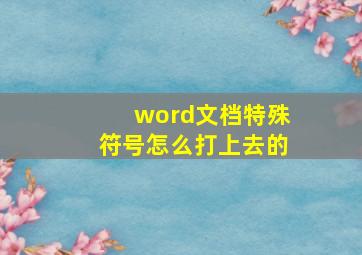 word文档特殊符号怎么打上去的