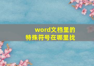 word文档里的特殊符号在哪里找