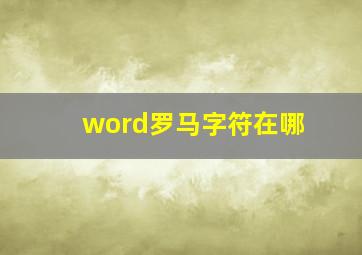 word罗马字符在哪