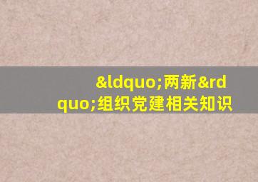 “两新”组织党建相关知识