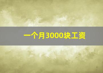 一个月3000块工资