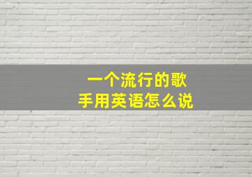 一个流行的歌手用英语怎么说