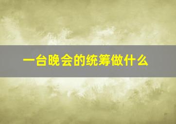 一台晚会的统筹做什么