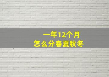 一年12个月怎么分春夏秋冬