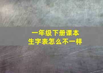 一年级下册课本生字表怎么不一样