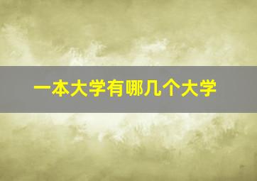 一本大学有哪几个大学