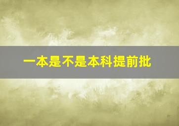 一本是不是本科提前批