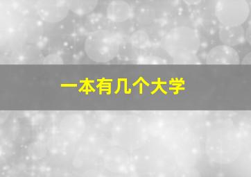 一本有几个大学