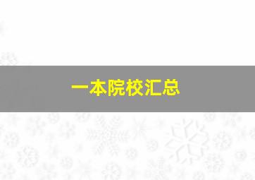 一本院校汇总