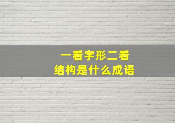 一看字形二看结构是什么成语