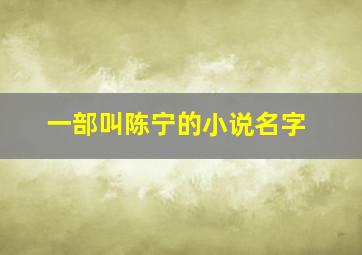 一部叫陈宁的小说名字