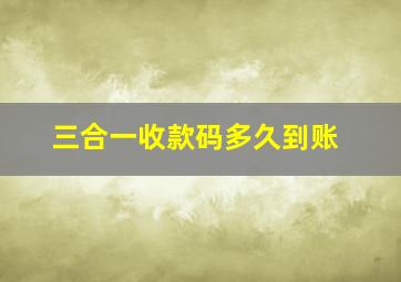 三合一收款码多久到账