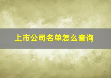 上市公司名单怎么查询