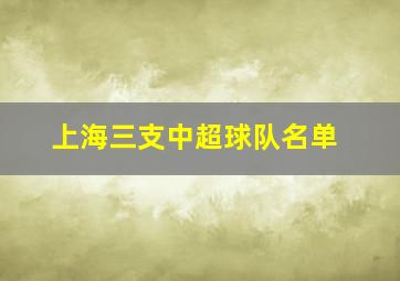 上海三支中超球队名单