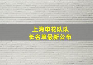 上海申花队队长名单最新公布