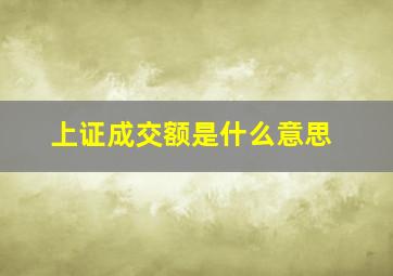 上证成交额是什么意思