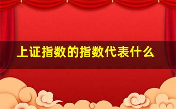 上证指数的指数代表什么