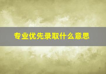 专业优先录取什么意思