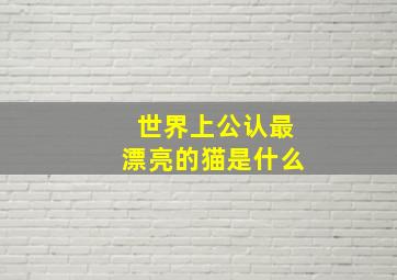 世界上公认最漂亮的猫是什么