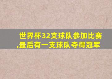 世界杯32支球队参加比赛,最后有一支球队夺得冠军