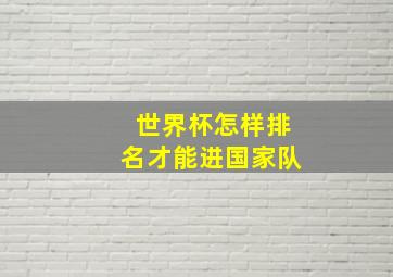 世界杯怎样排名才能进国家队