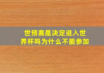 世预赛是决定进入世界杯吗为什么不能参加