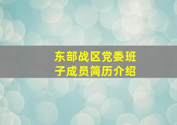 东部战区党委班子成员简历介绍