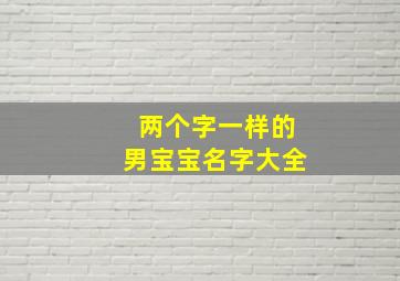 两个字一样的男宝宝名字大全