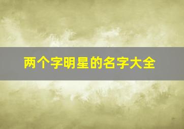 两个字明星的名字大全