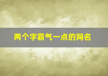 两个字霸气一点的网名