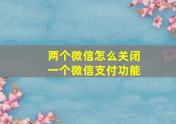 两个微信怎么关闭一个微信支付功能