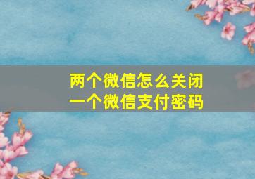 两个微信怎么关闭一个微信支付密码