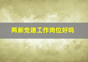 两新党建工作岗位好吗