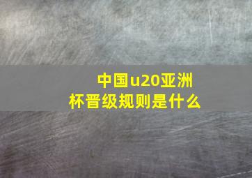 中国u20亚洲杯晋级规则是什么