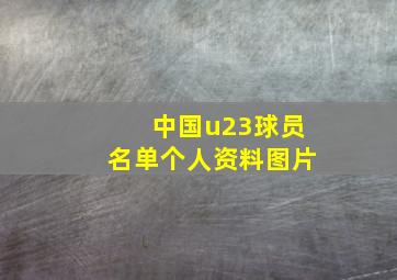 中国u23球员名单个人资料图片