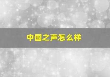 中国之声怎么样