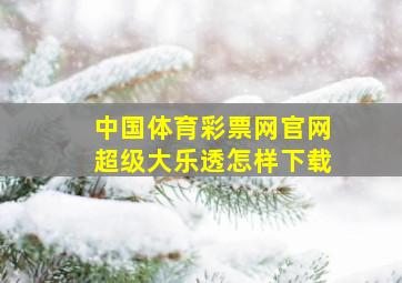 中国体育彩票网官网超级大乐透怎样下载