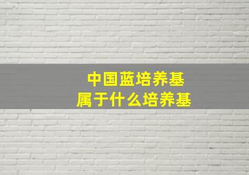 中国蓝培养基属于什么培养基